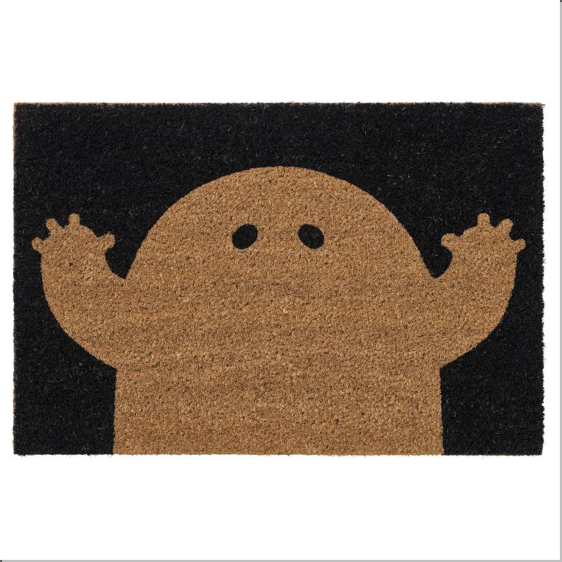 KUSTFYR クストフィール 玄関マット - おばけ模様 ブラック/ナチュラル 40x60cm