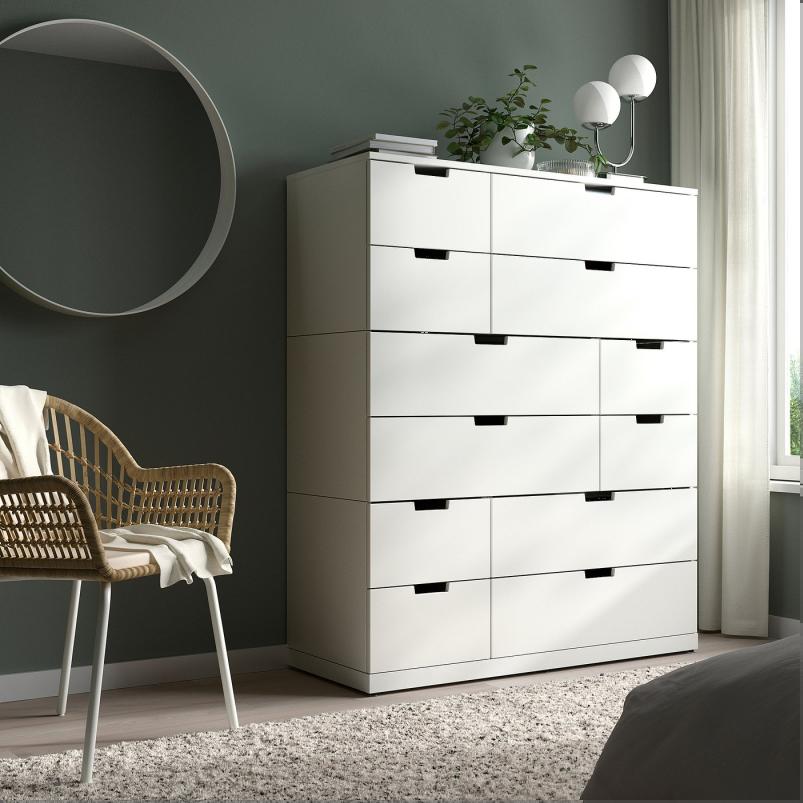 NORDLI ノールドリ チェスト（引き出し×12） - ホワイト 120x145cm