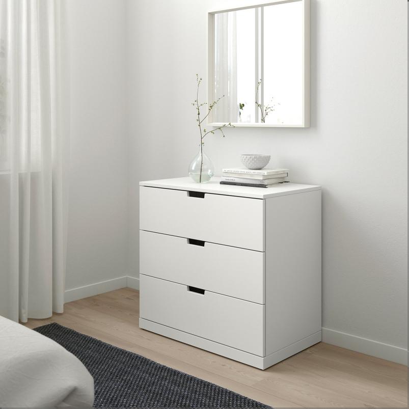NORDLI ノールドリ チェスト（引き出し×3） - ホワイト 80x76cm