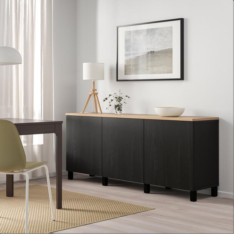 BESTA ベストー 収納コンビネーション 扉付 - ブラック/ラップヴィーケン/ストゥッバルプ ブラック 180x42x76cm