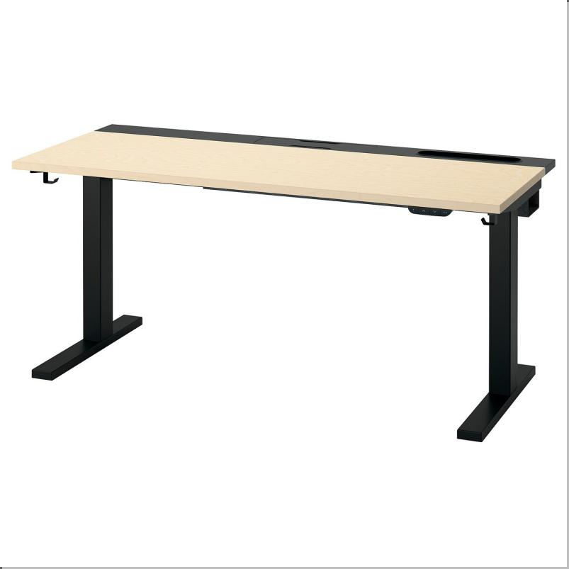 MITTZON ミッツォーン デスク 昇降式 - 100V バーチ材突き板/ブラック 140x60cm