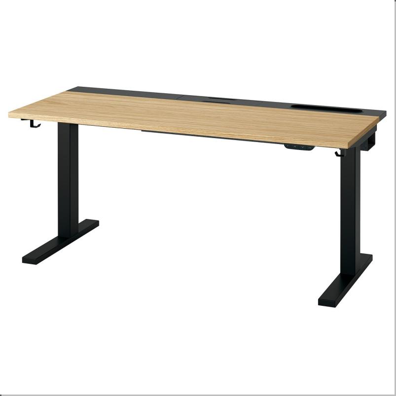 MITTZON ミッツォーン デスク 昇降式 - 100V オーク材突き板/ブラック 140x60cm