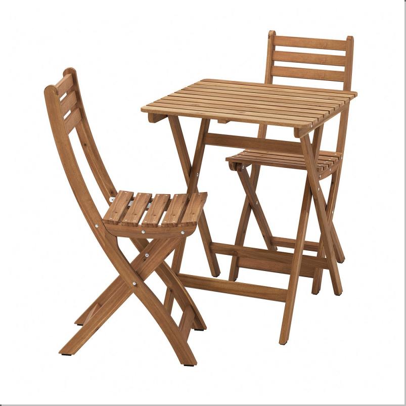 ASKHOLMEN アスクホルメン テーブル＆折りたたみチェア2脚 屋外用