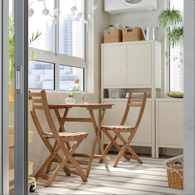ASKHOLMEN アスクホルメン テーブル＆折りたたみチェア2脚 屋外用