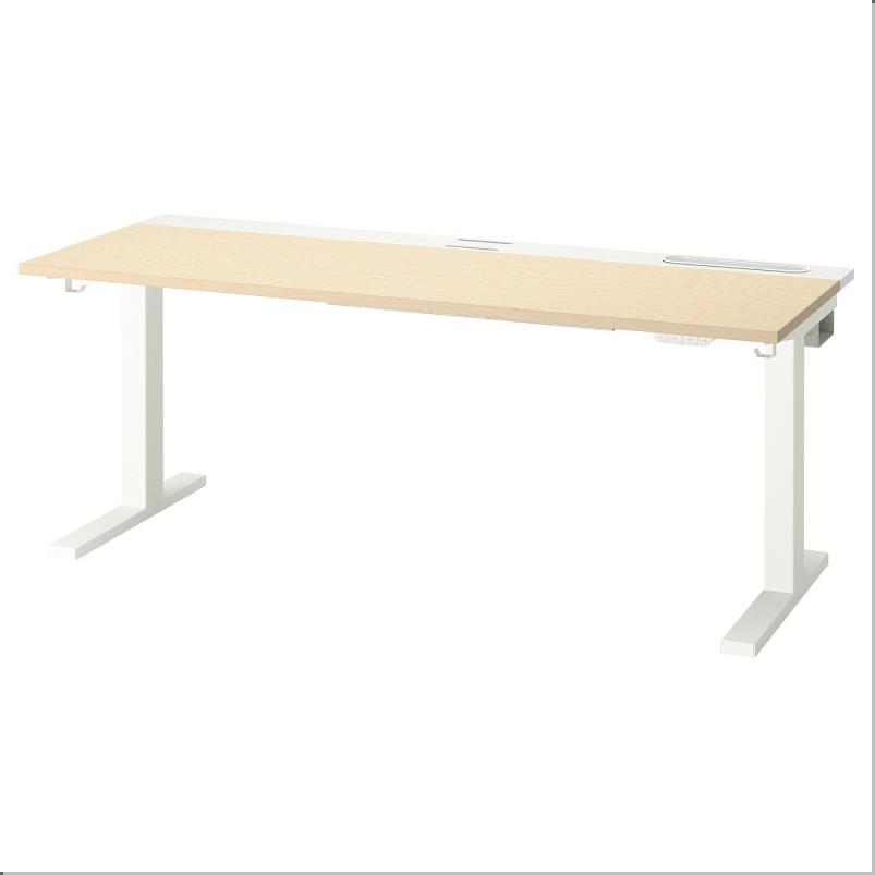 MITTZON ミッツォーン デスク 昇降式 - 100V バーチ材突き板/ホワイト 160x60cm