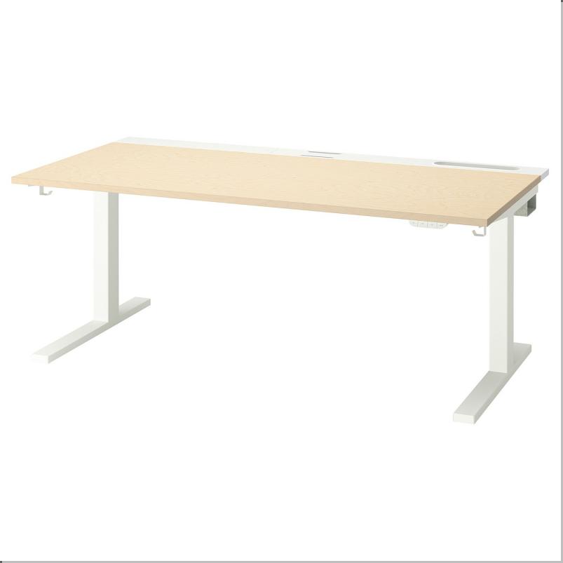 MITTZON ミッツォーン デスク 昇降式 - 100V バーチ材突き板/ホワイト 160x80cm