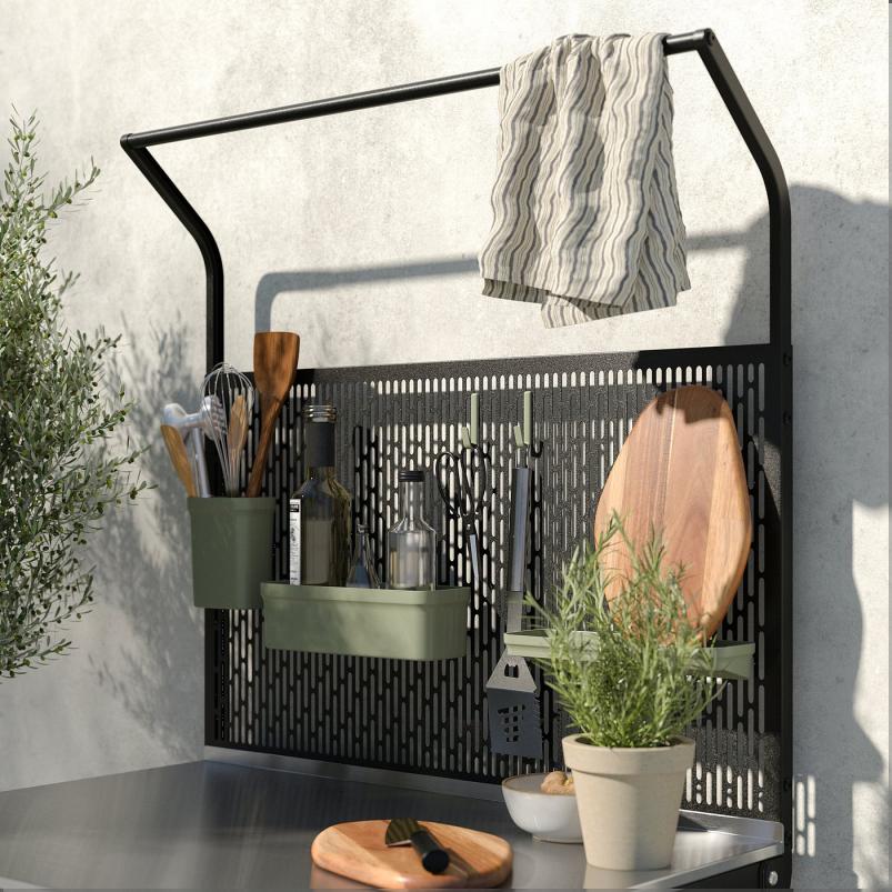 GRILLSKAR グリルシェール アイランドキッチン バックパネル付き - 扉付 ステンレススチール/屋外用 86x61x176cm