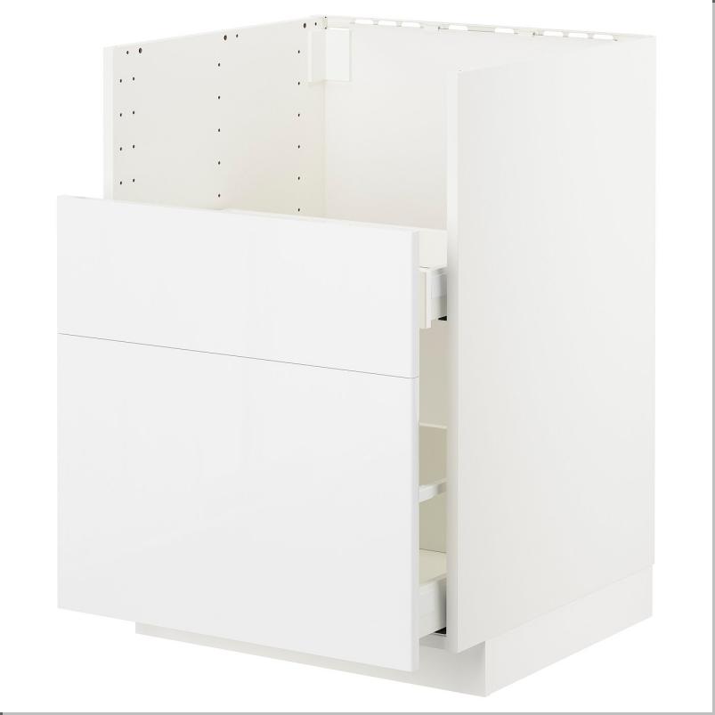 METOD メトード / MAXIMERA マキシメーラ ベースキャビネット TALLSJON/タルショーン シンク用 - ホワイト/リンガフルト ホワイト 60x60cm