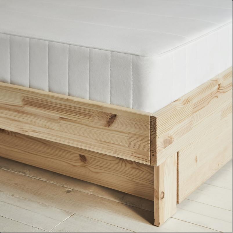 GLAMBERGET グラムベルゲット ベッドフレーム 収納＋マットレス付き - パイン材/オークレハムン ふつう 120x200cm