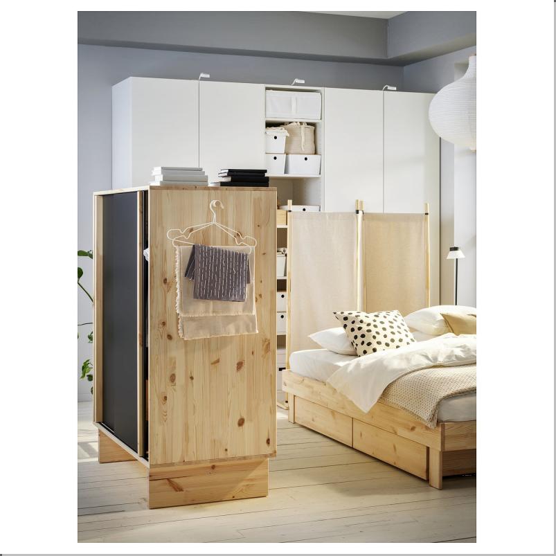 GLAMBERGET グラムベルゲット ベッドルーム家具3点セット - パイン材/カートルプ ベージュ 80-160x200cm