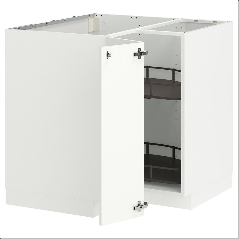 METOD メトード コーナーベースキャビネット 回転式収納付き - ホワイト/ステーンスンド ホワイト 88x88x80cm