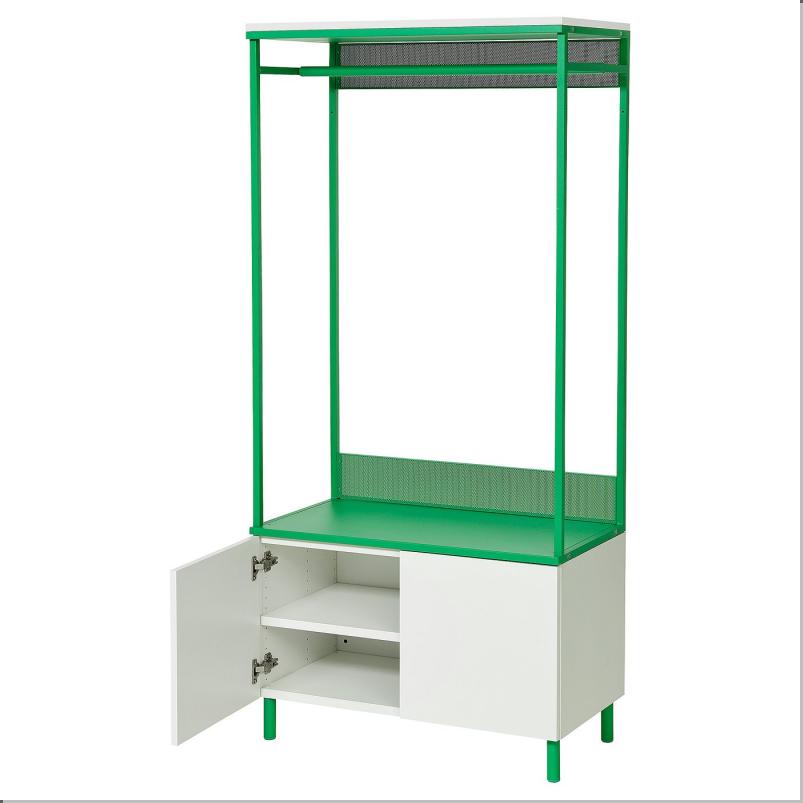 PLATSA プラッツァ ワードローブ 扉2枚付 - ホワイト フォッネス/グリーン 80x42x173cm