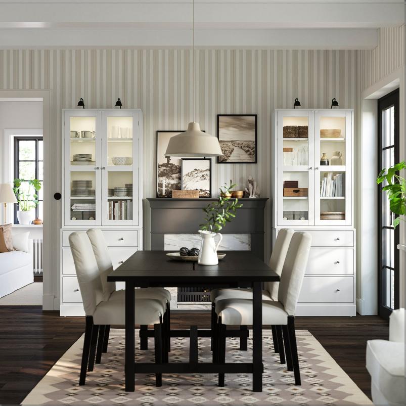 HAVSTA ハーヴスタ 収納コンビネーション ガラス扉付き - ホワイト 81x47x212cm