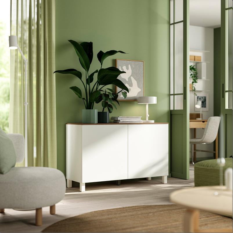 BESTA ベストー 収納コンビネーション 扉付 - ホワイト/ラップヴィーケン/ストゥッバルプ ホワイト 120x42x75cm