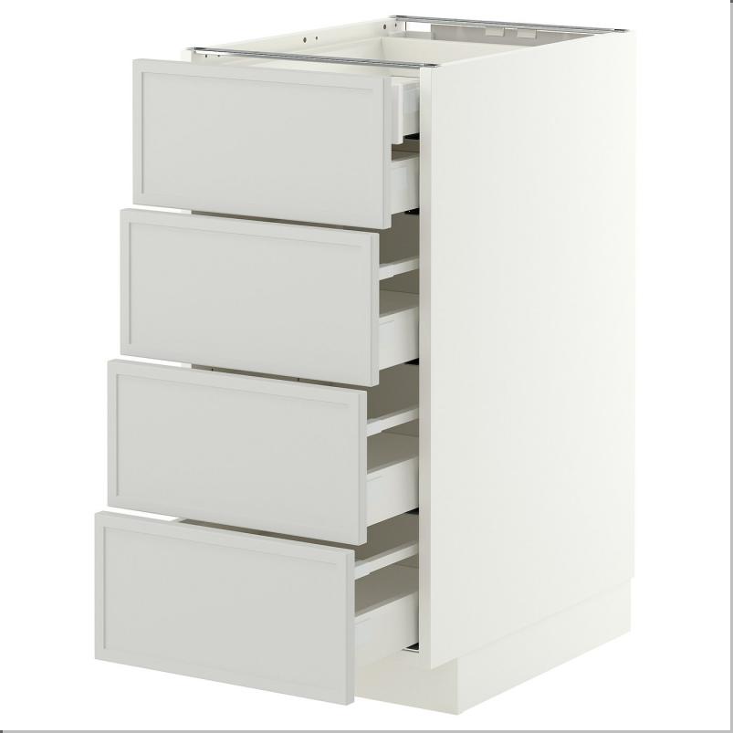 METOD メトード / MAXIMERA マキシメーラ ベースキャビネット 引き出し前部4/引き出し低2/引き出し中3 - ホワイト/アスプゥデン ライトグレー 40x60x80cm