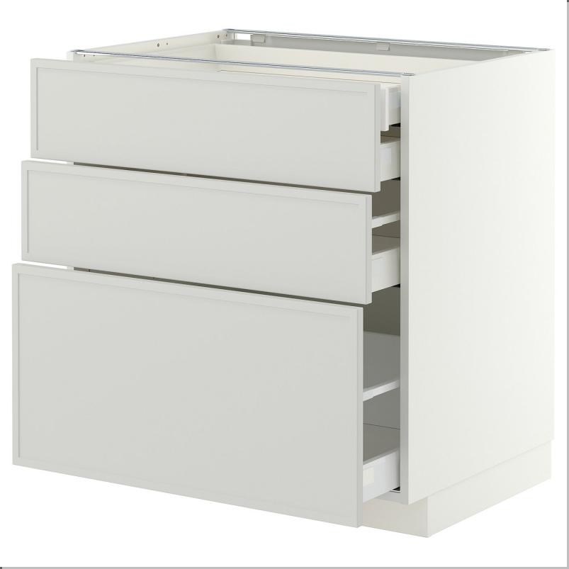 METOD メトード / MAXIMERA マキシメーラ ベースキャビネット 引き出し前部3枚/引き出し4個付き - ホワイト/アスプゥデン ライトグレー 80x60x80cm