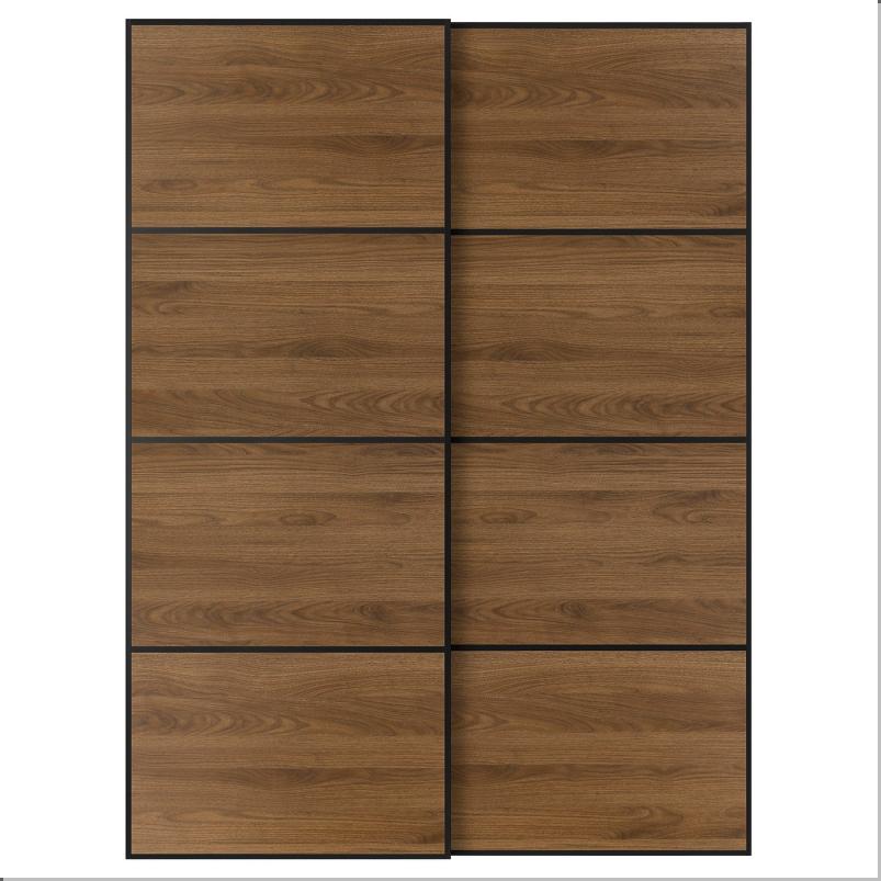 MEHAMN メーハムン 引き戸 2枚組 - ブラック/両面仕様 ウォールナット 150x201cm