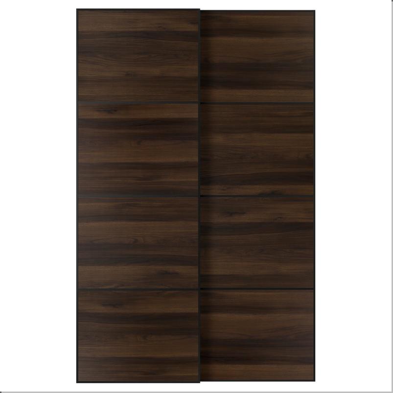 MEHAMN メーハムン 引き戸 2枚組 - ブラック/両面仕様 ダークブラウン オーク調 150x236cm