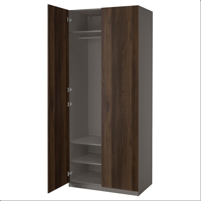 PAX パックス / STORKLINTA ストルクリンタ ワードローブコンビネーション - ダークグレー/ダークブラウン ステインオーク調 100x60x236cm