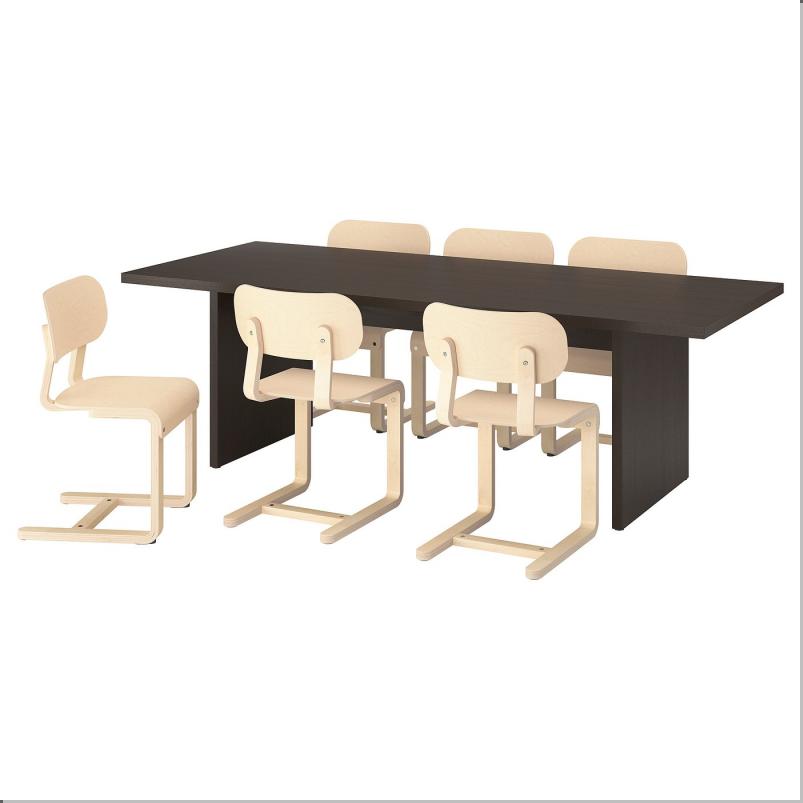 BERGSHYTTAN ベリシタン / LYCKAN リッカン テーブル＆チェア6脚 - ダークブラウン アッシュ材突き板/バーチ材突き板 240x93 cm