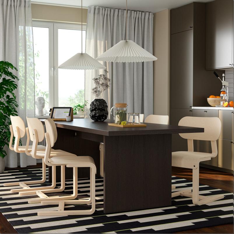 BERGSHYTTAN ベリシタン / LYCKAN リッカン テーブル＆チェア6脚 - ダークブラウン アッシュ材突き板/バーチ材突き板 240x93 cm