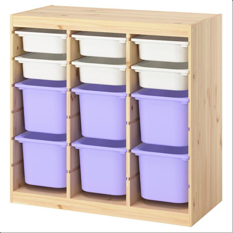 TROFAST トロファスト 収納コンビネーション - ルームディバイダ― ライトホワイトステインパイン/ホワイト ライラック 93x44x91cm