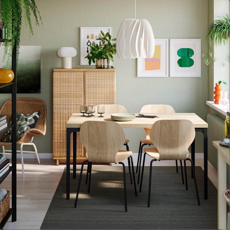 SKALSTA スコールスタ チェア - オーク材突き板/チューブ状金属/ブラックグレー