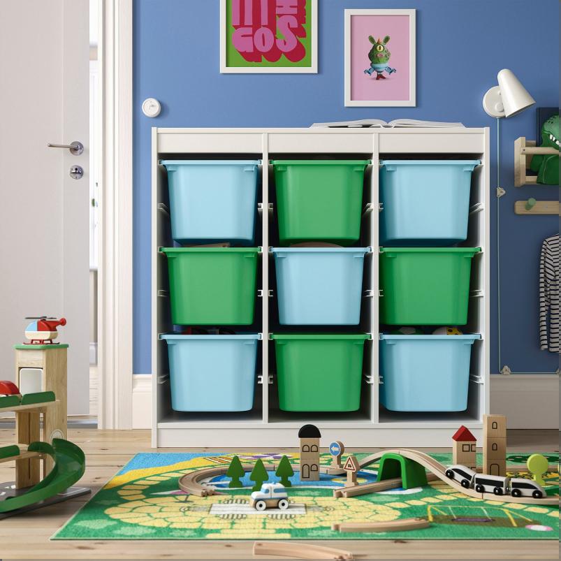 TROFAST トロファスト 収納コンビネーション - ルームディバイダ― ホワイト/ライトブルー ブライトグリーン 99x44x95cm