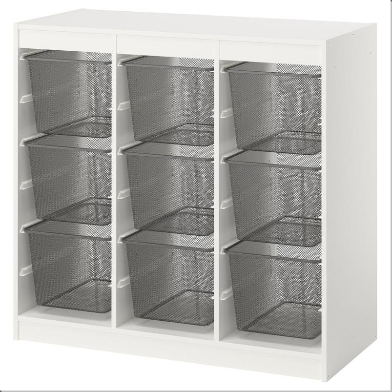 TROFAST トロファスト 収納コンビネーション - ルームディバイダ―/ホワイト ダークグレー 99x44x95cm