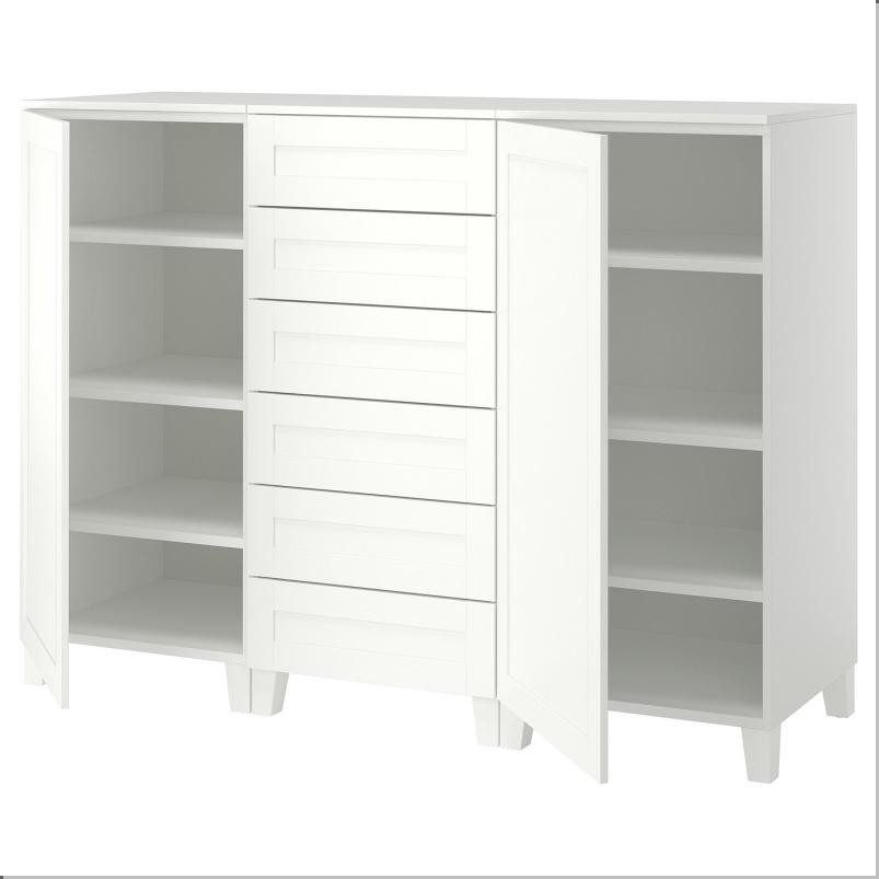 PLATSA プラッツァ キャビネット 扉/引き出し付き - ホワイト/SANNIDAL/サンニダール ホワイト 180x57x133cm