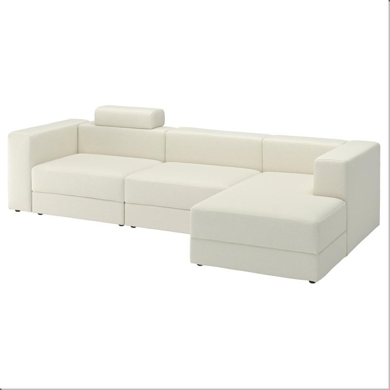 JATTEBO イェッテボ 4人掛けモジュールソファ 寝椅子付き - 右 ヘッドレスト付き/アクスヴァラ オフホワイト