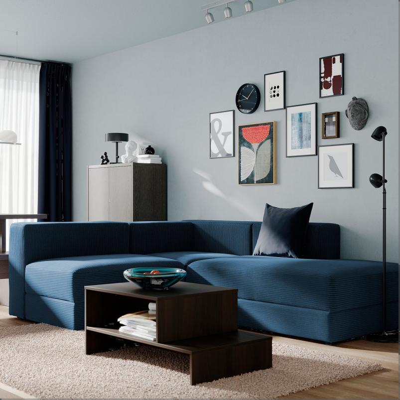 JATTEBO イェッテボ 2.5人掛けモジュールコーナーソファ 寝椅子付き - 右/サムサーラ ダークブルー