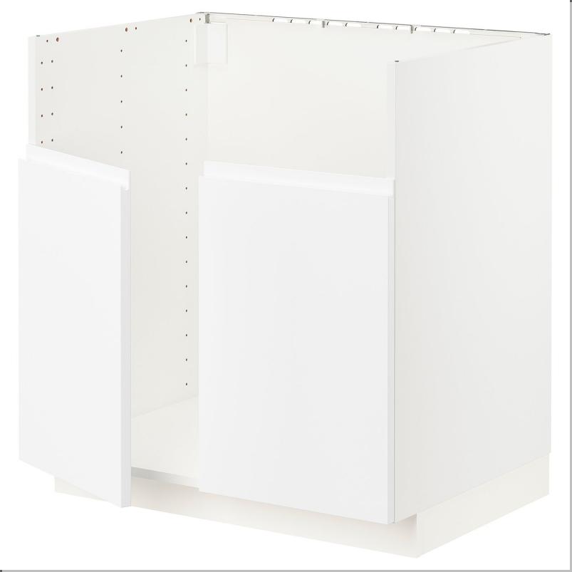 METOD メトード ベースキャビネット TALLSJÖN/タルショーン シンク用 - ホワイト/ヴォックストルプ マットホワイト 80x60x80 cm