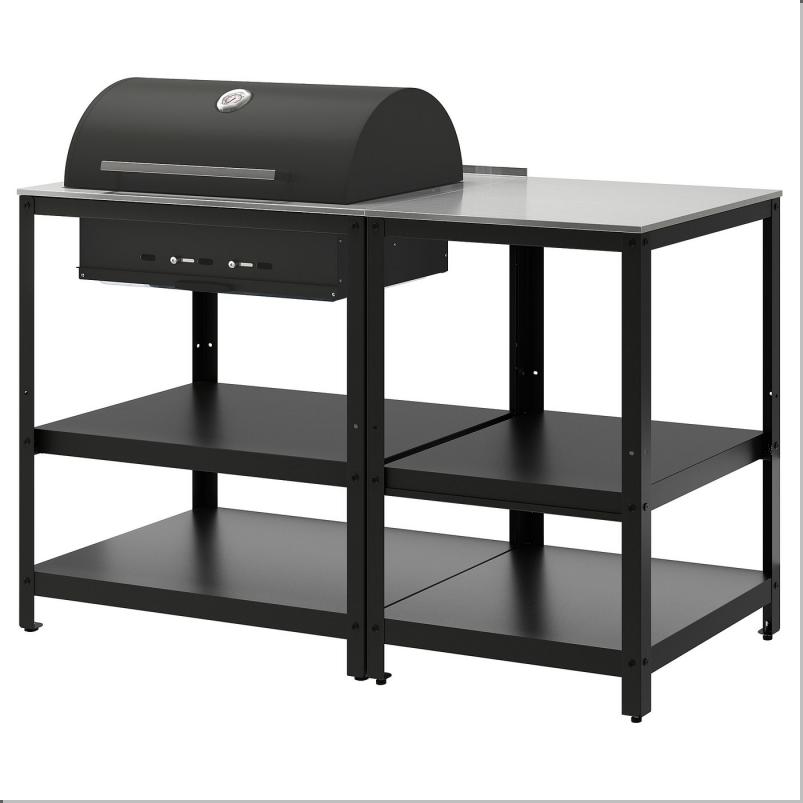 GRILLSKAR グリルシェール 炭火焼きバーベキューグリル アイランドキッチン付き - ステンレススチール/屋外用 147x61cm