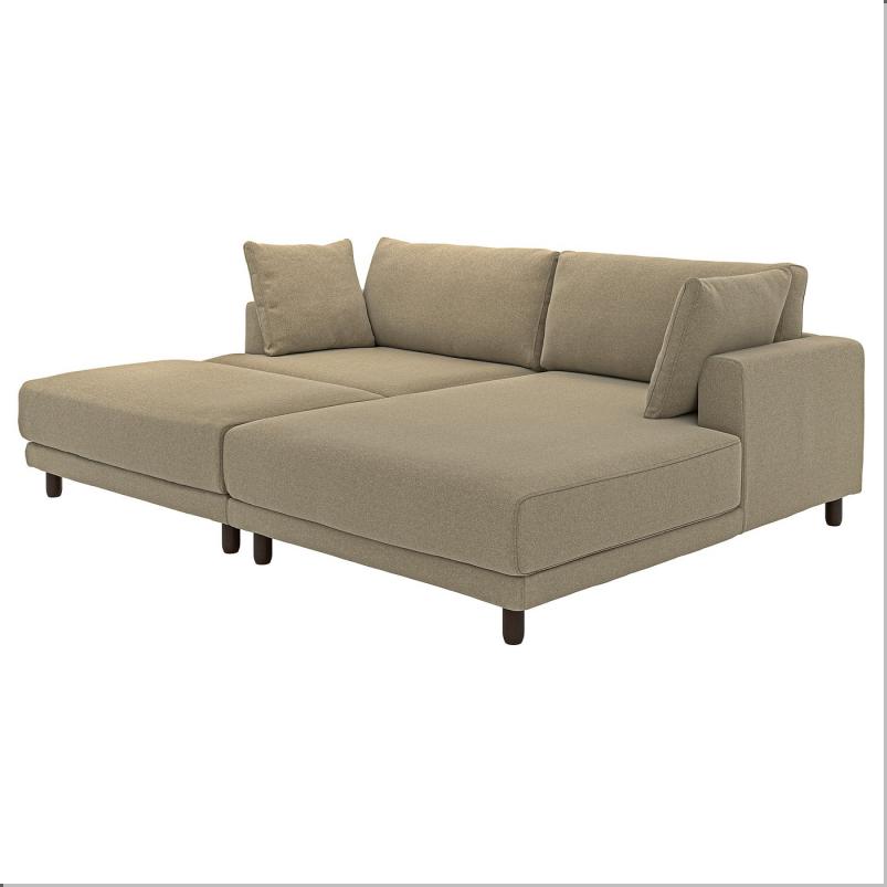 UPPAKRA ウッポークラ 3人掛けモジュールソファ - 寝椅子付き 右 フットスツール付き/ヨハネスホブ ブラウンベージュ