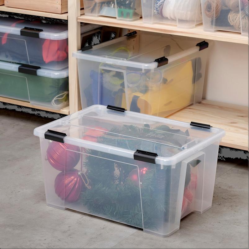 SAMLA サムラ ふた付きボックス/クリップロック - 透明/ブラック 57x39x29cm/45L