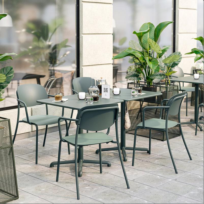 VISINGSO ヴィースィングソー / VISINGSO ヴィースィングソー テーブル＆チェア2脚 - 屋外用 ディープグリーン/ディープグリーン クッダルナ ライトグレーベージュ 70x70cm