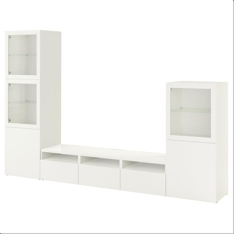 BESTÅ ベストー テレビボード/ガラス扉 - ホワイト/ラップヴィーケン ホワイトクリアガラス 300x42x193 cm