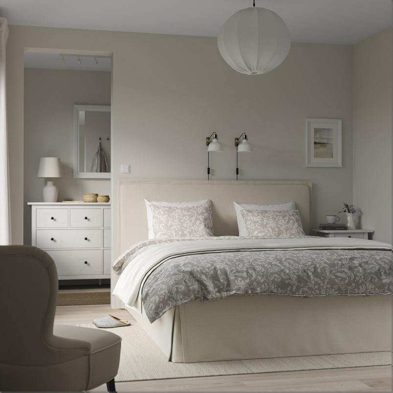 TARNKULLEN テルンクレン ファブリックベッドフレーム - ヴィースレ ベージュ/リルヘラン 140x200cm