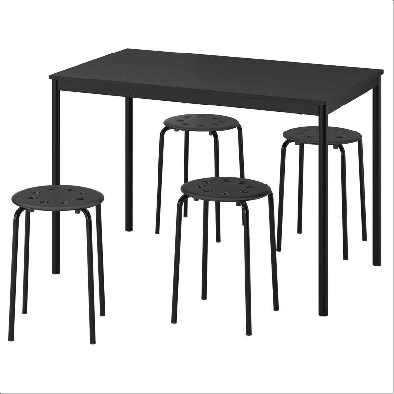 SANDSBERG サンドスベリ / MARIUS マリウス テーブル＆スツール4個 - ブラック ブラック/ブラック 110x67 cm