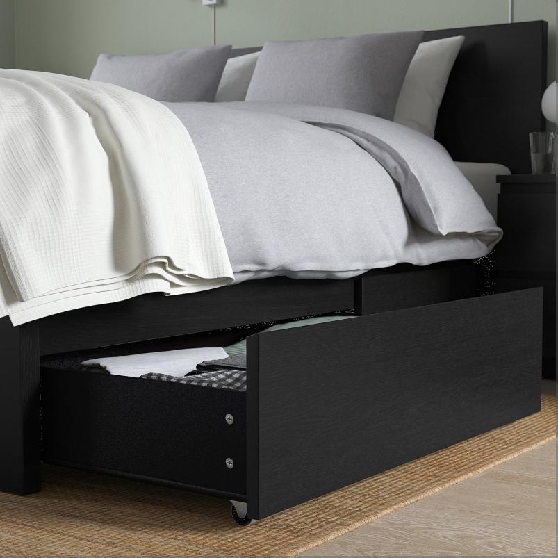 MALM マルム ベッド下収納ボックス ベッドフレーム用 - ブラックブラウン 200cm