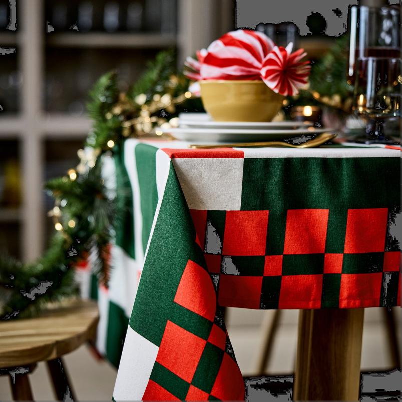 VINTERFINT ヴィンテルフィント テーブルクロス - チェック模様 レッド/グリーン 145x240cm