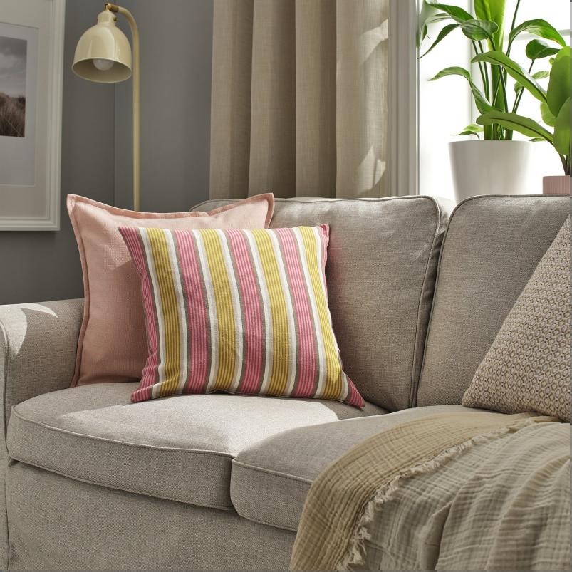 KORALLBUSKE コラルブスケ クッションカバー - ベージュ/ライトレッド 50x50cm