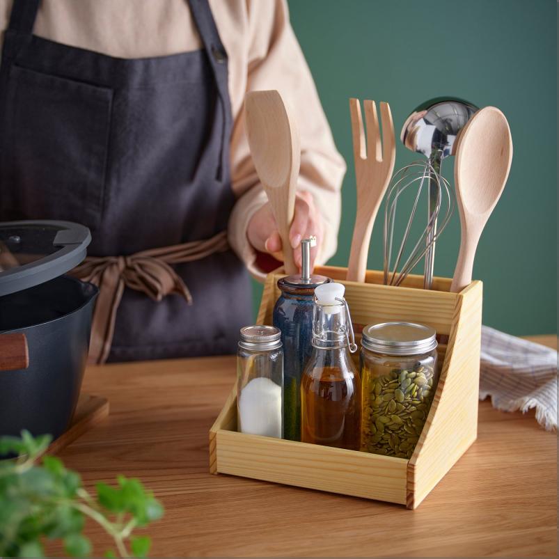 CHOKLADHAJ ホクロードハイ キッチンカウンタートップオーガナイザー - 木製 20x18x16cm