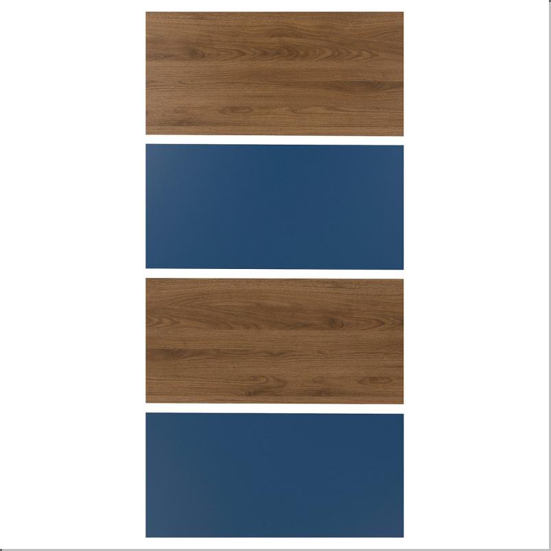 MEHAMN メーハムン 引き戸用パネル4枚 - ウォールナット調/ブルー 100x201cm