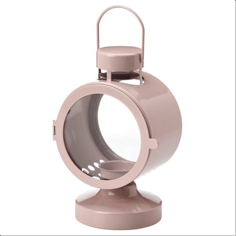 FLODSVALA フロードスヴァーラ ティーライト用ランタン 室内/屋外用 - ペールピンク 21cm