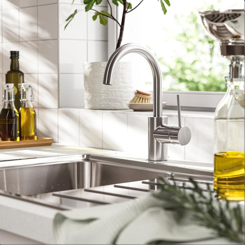 SALLSJON サルショーン シングルサイドレバー混合栓 - ステンレスカラー