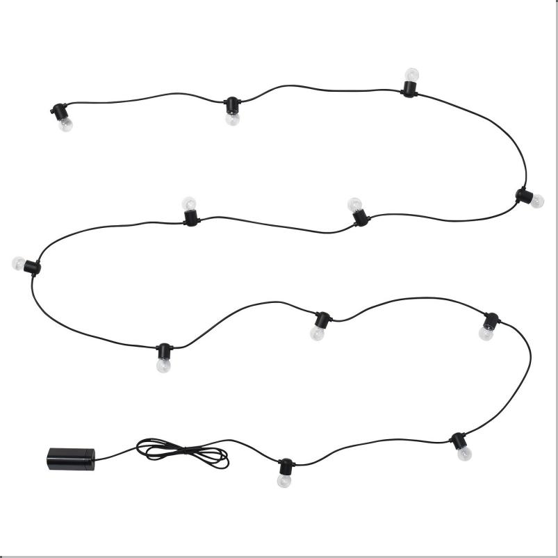 UTSUND ウートスンド LEDライトチェーン 全12球 - 屋外用/電池式 ブラック