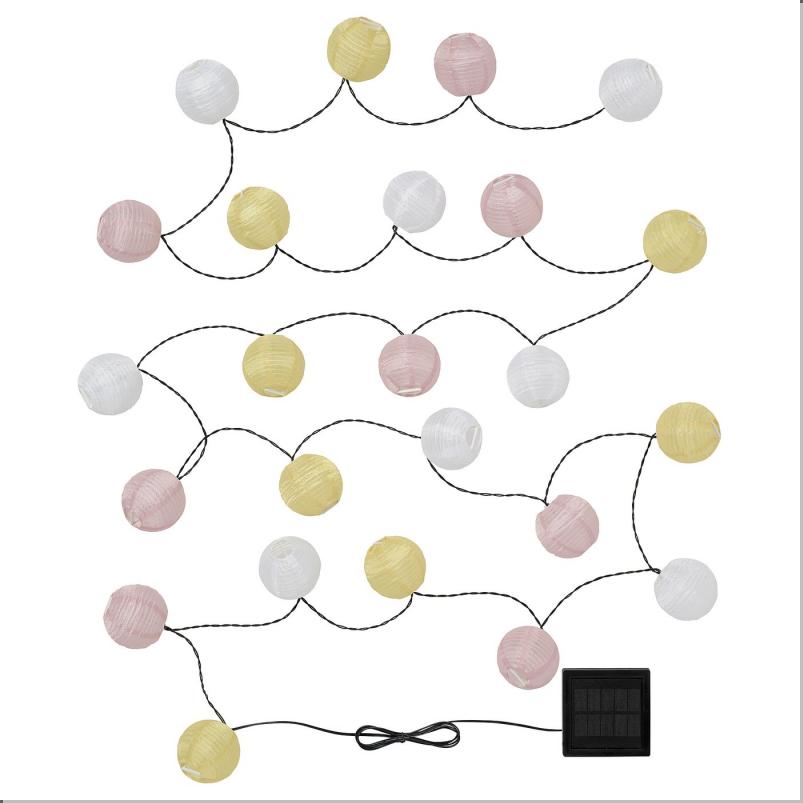 SOLVINDEN ソルヴィンデン LEDライトチェーン 全24球 - 太陽電池式 球形/イエロー ピンク