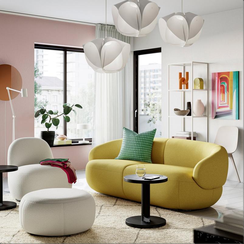 LILLESATER リレセーテル 3人掛けソファ - グンナレド ブライトグリーンイエロー